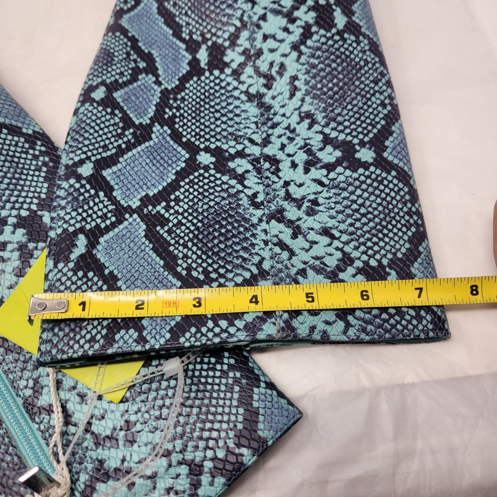 Gianni Bini Punk Lennoxe Teal Waters Snake Print Leather Tall Boots Calf 8M NEW - Picture 3 of 16
